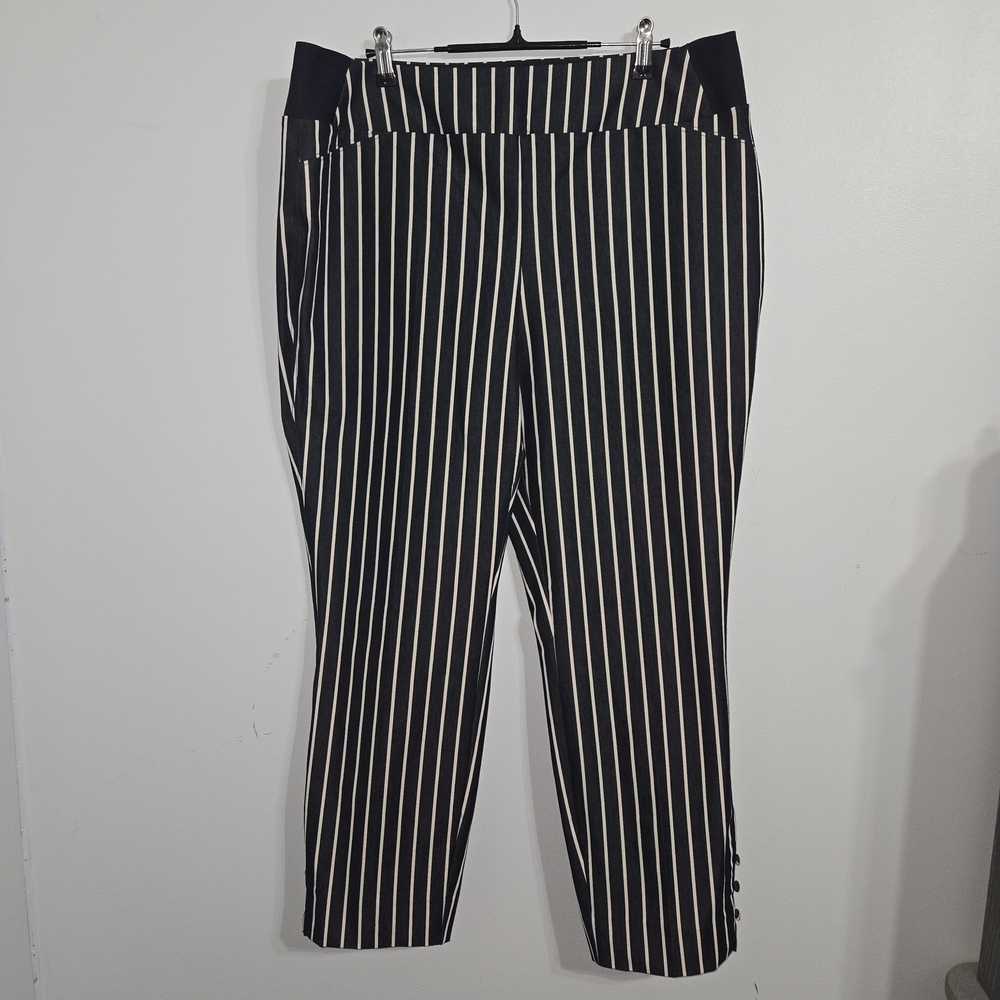 P#11 INVESTMENTS Size 12 Black and White Striped Pants